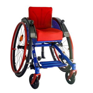 Kinderrollstuhl Mio von SORG Rollstuhltechnik, Farben blau und rot